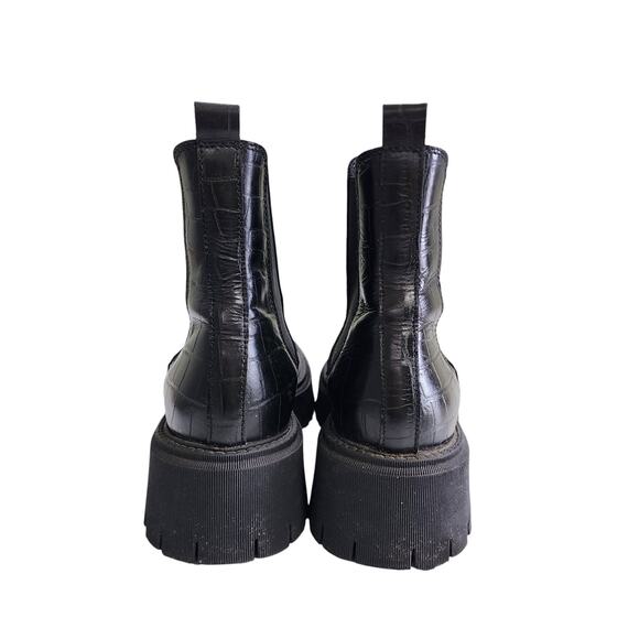 Schuh Womens Avelina Leather Chunky Chelsea Boots Size US 9 Black Croc Leather - Picture 8 of 15